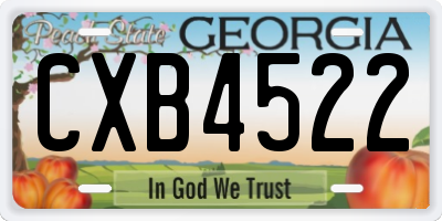GA license plate CXB4522