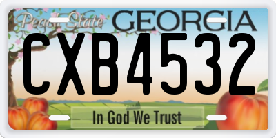 GA license plate CXB4532