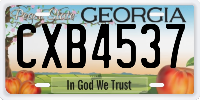 GA license plate CXB4537