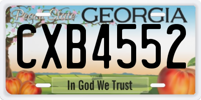 GA license plate CXB4552