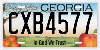 GA license plate CXB4577