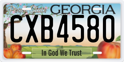 GA license plate CXB4580