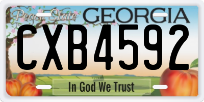 GA license plate CXB4592