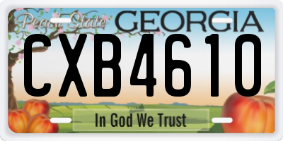 GA license plate CXB4610