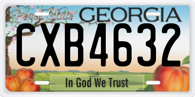 GA license plate CXB4632