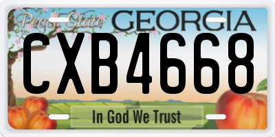 GA license plate CXB4668