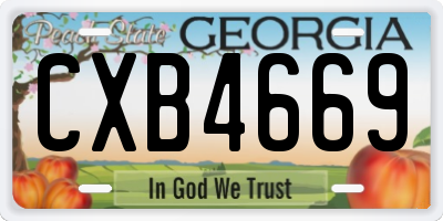GA license plate CXB4669