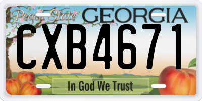 GA license plate CXB4671