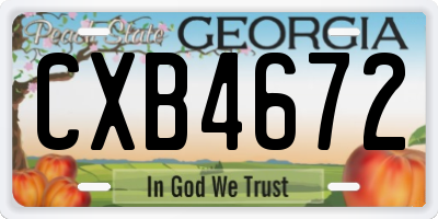 GA license plate CXB4672