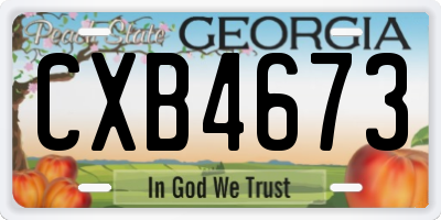 GA license plate CXB4673