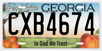 GA license plate CXB4674