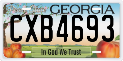 GA license plate CXB4693