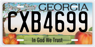 GA license plate CXB4699