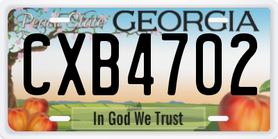 GA license plate CXB4702