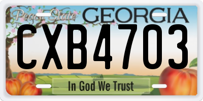 GA license plate CXB4703
