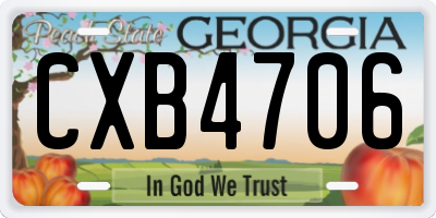 GA license plate CXB4706