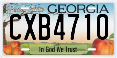 GA license plate CXB4710