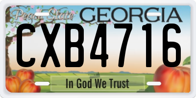 GA license plate CXB4716