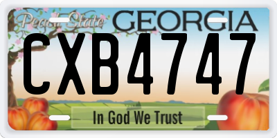 GA license plate CXB4747