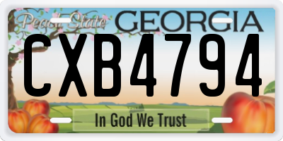 GA license plate CXB4794