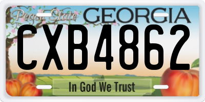 GA license plate CXB4862