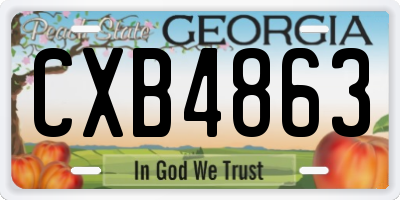 GA license plate CXB4863