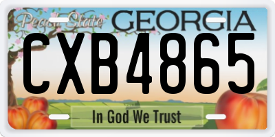 GA license plate CXB4865