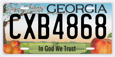 GA license plate CXB4868