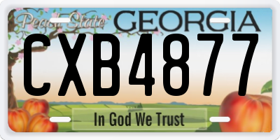 GA license plate CXB4877