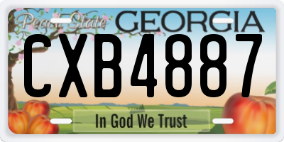 GA license plate CXB4887