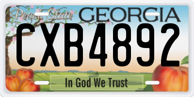 GA license plate CXB4892