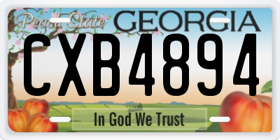 GA license plate CXB4894