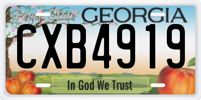 GA license plate CXB4919