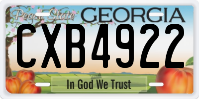 GA license plate CXB4922