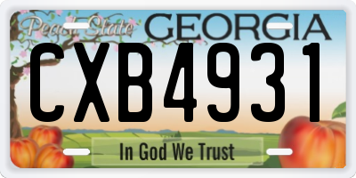 GA license plate CXB4931