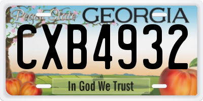 GA license plate CXB4932