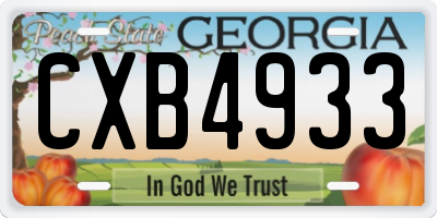 GA license plate CXB4933