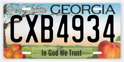 GA license plate CXB4934