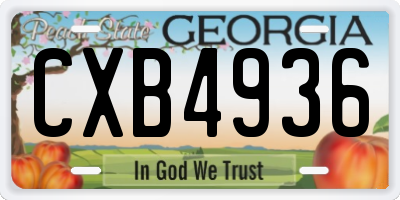 GA license plate CXB4936