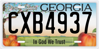 GA license plate CXB4937