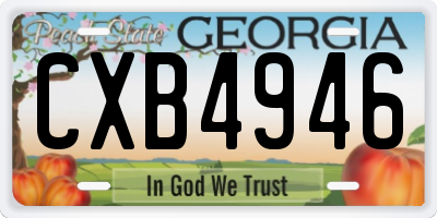 GA license plate CXB4946