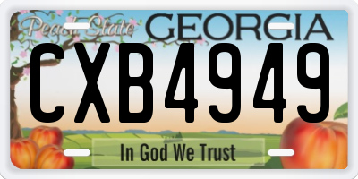 GA license plate CXB4949