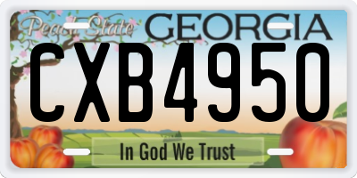 GA license plate CXB4950