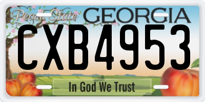 GA license plate CXB4953