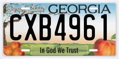 GA license plate CXB4961