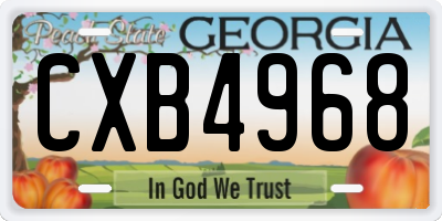 GA license plate CXB4968
