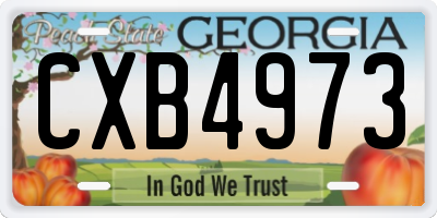 GA license plate CXB4973