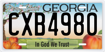 GA license plate CXB4980