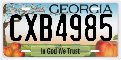 GA license plate CXB4985