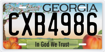 GA license plate CXB4986